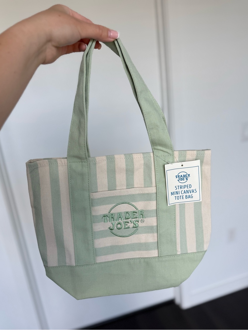 NEW Trader Joe’s Striped Mini Canvas Tote Bag